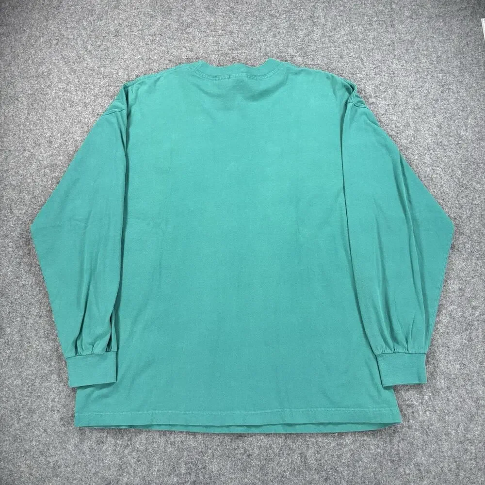 Vintage Disney Store Mickey Mouse Spring Pocket Long Sleeve T Shirt XL Teal